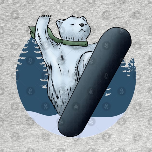 Polar bear as Snowboarder with Snowboard by Markus Schnabel